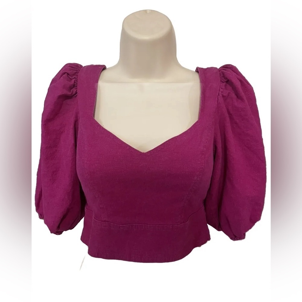 Express Magenta Puff Sleeve Top Size Xs